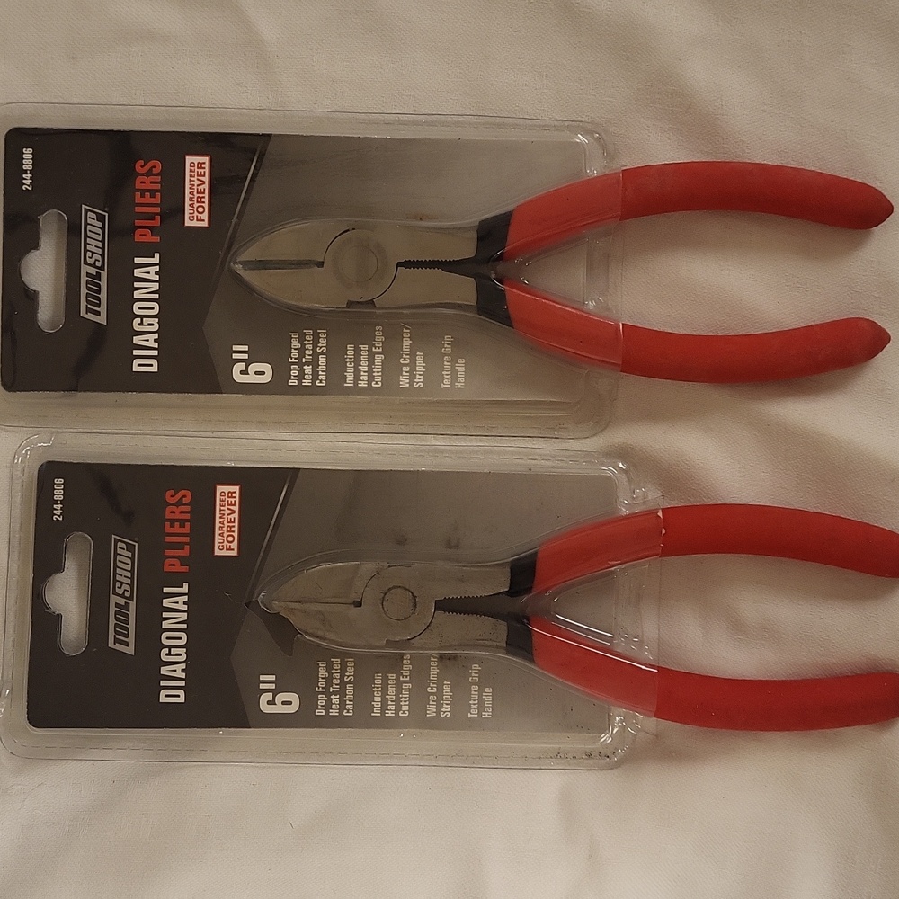 Lot Of 2 ToolShop 6" Diagonal Pliers new steel NWT